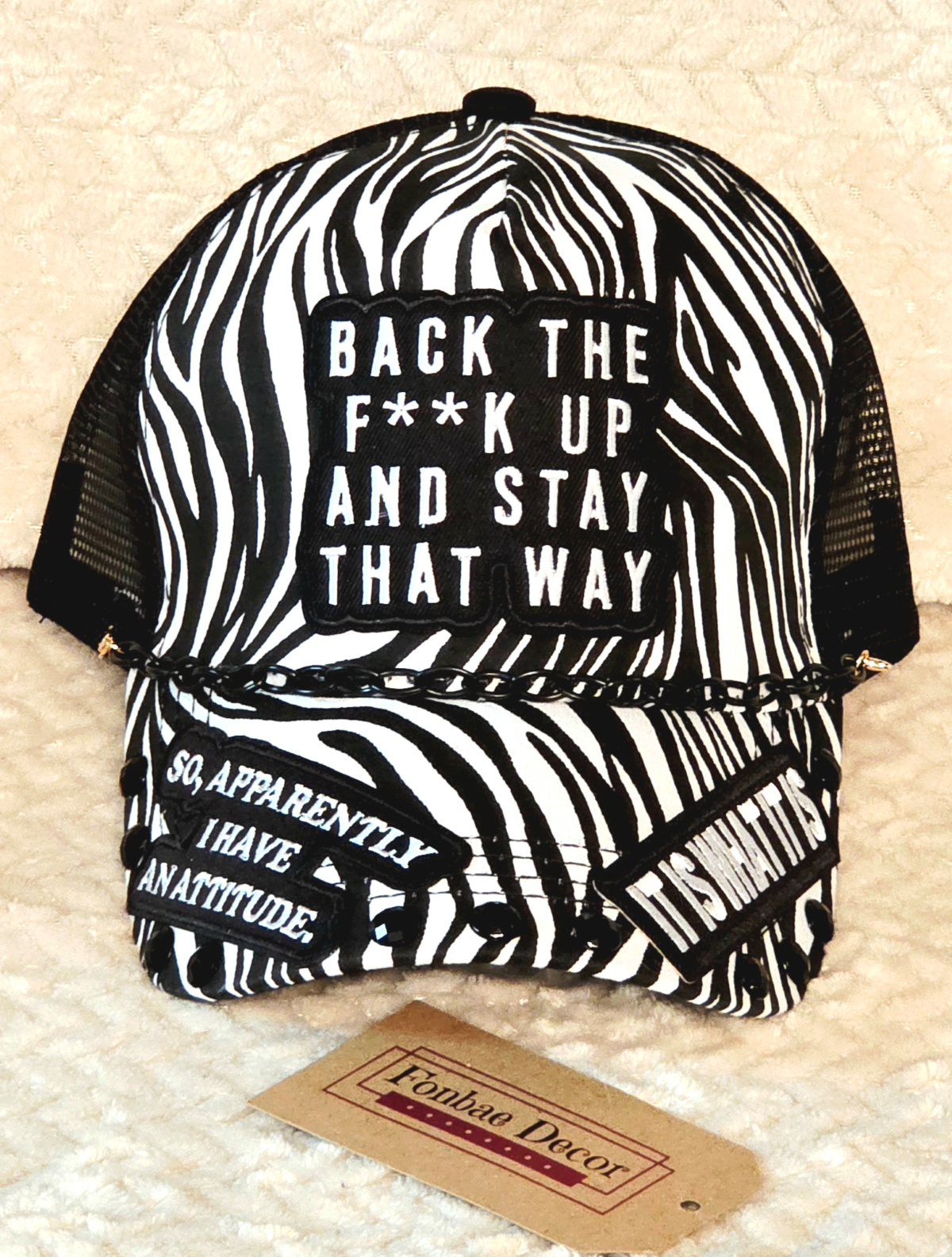 Zebra Trucker Cap with Explicit Patch
