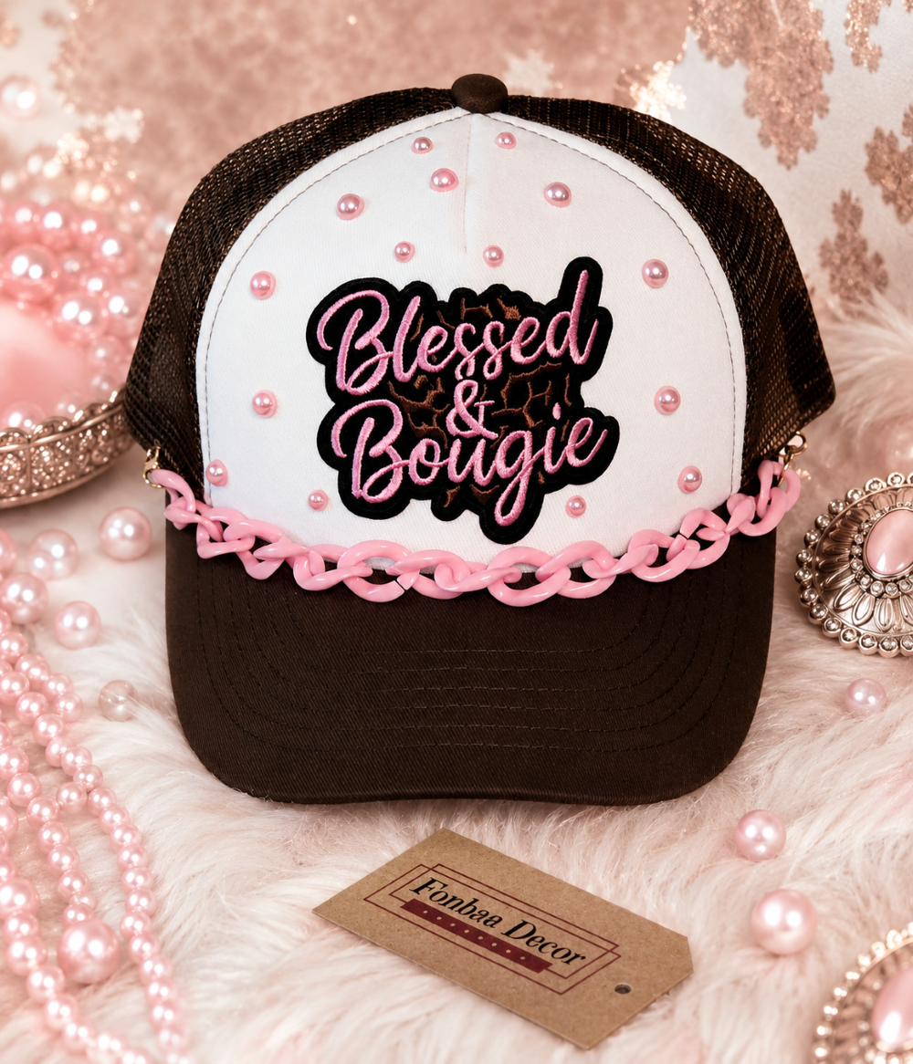 Blessed & Bougie Brown Trucker Cap