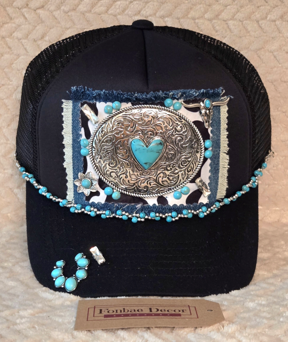 Western Turquoise Heart Trucker Cap