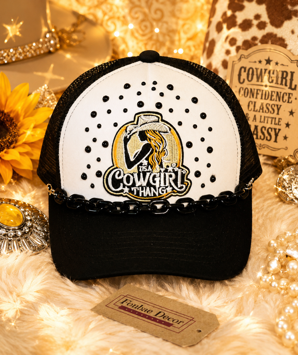 Cowgirl Black Trucker Cap