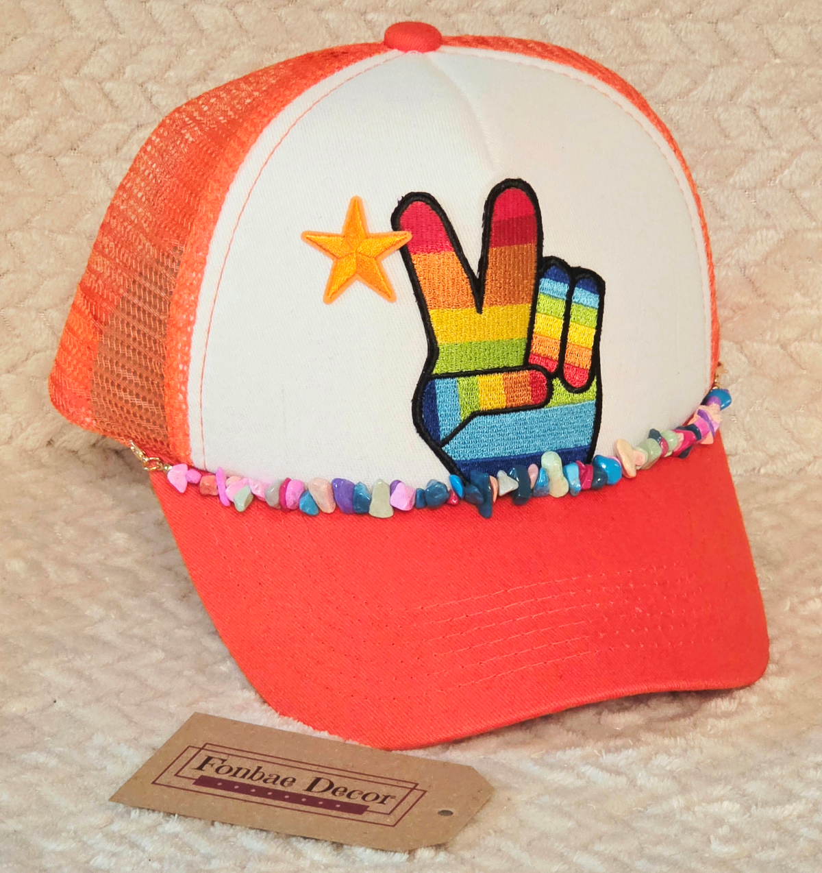 Rainbow Peace Sign Trucker Cap 