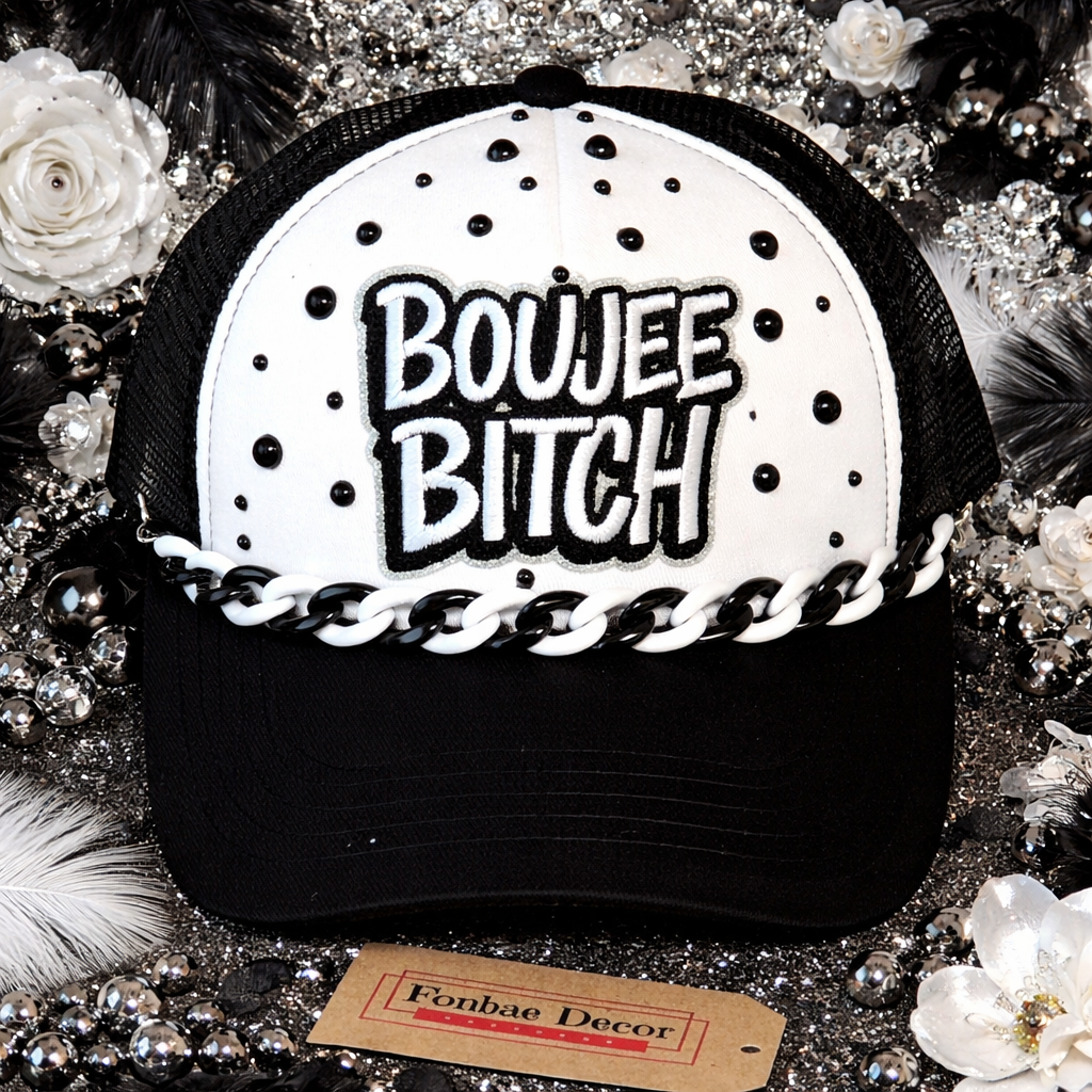 Black Trucker Cap with Boujee Bitch patch