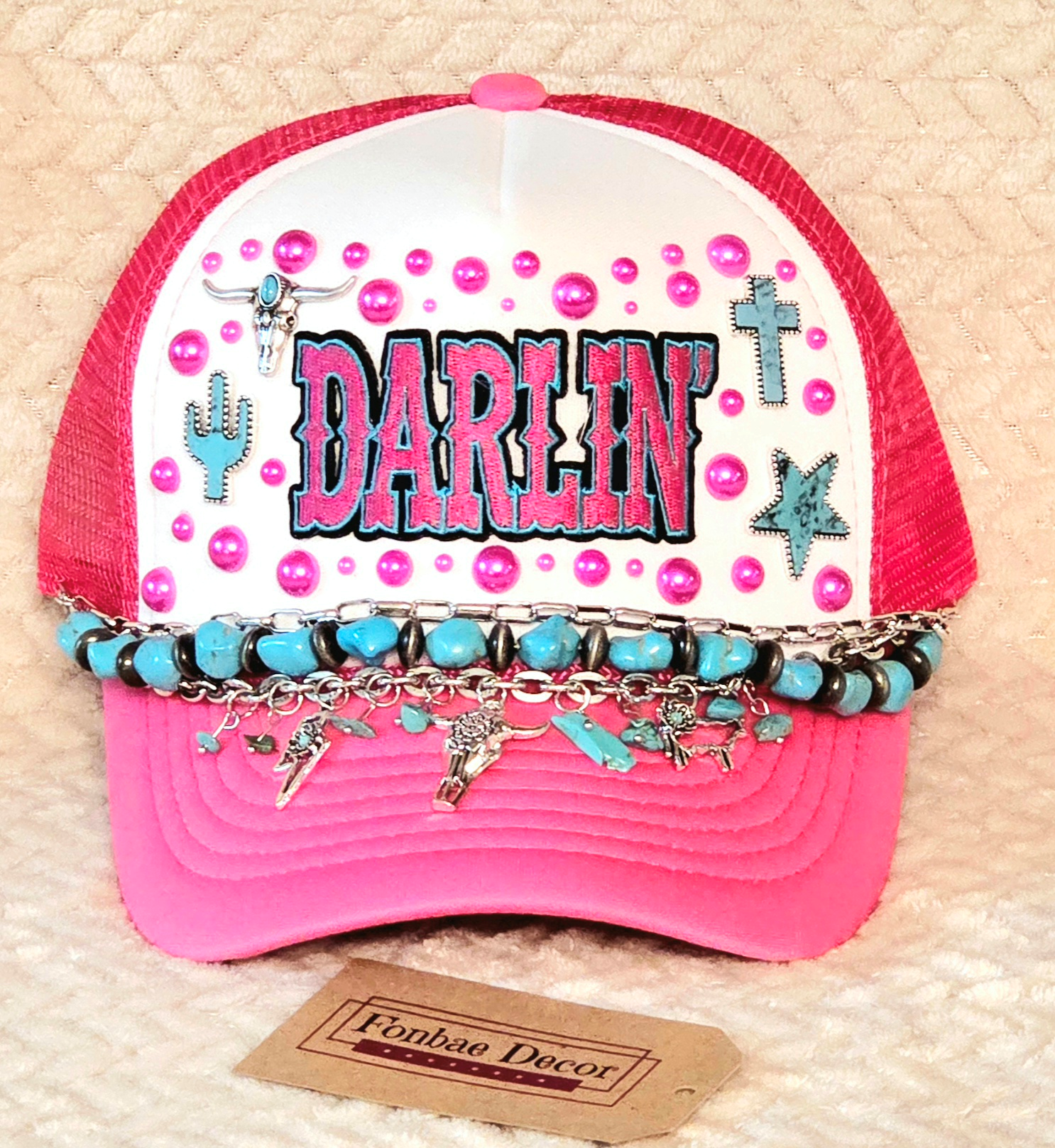 Western Pink Style Trucker Cap with Darlin Patch