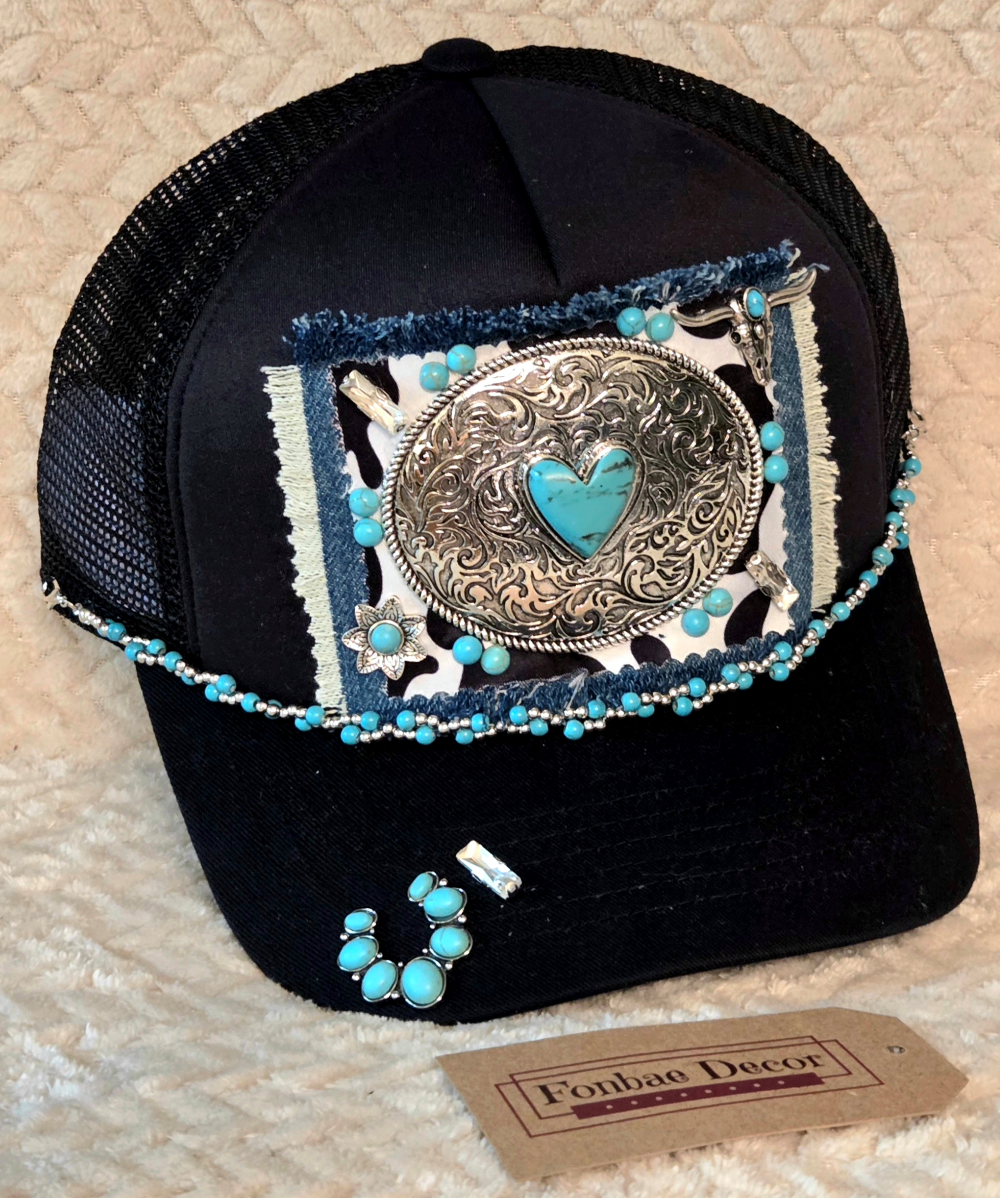 Western Turquoise Heart Trucker Cap