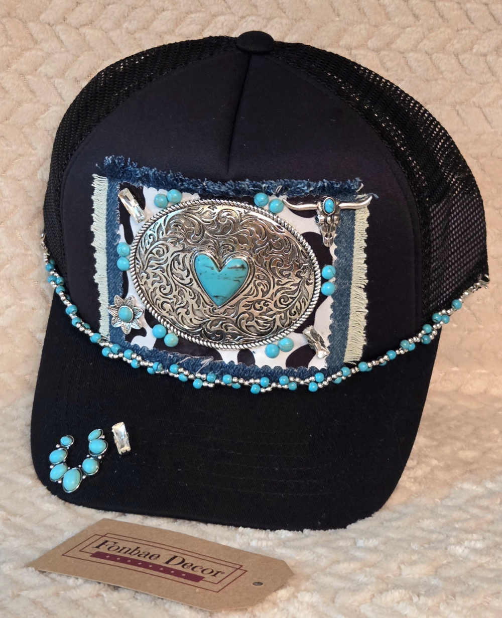 Western Turquoise Heart Trucker Cap