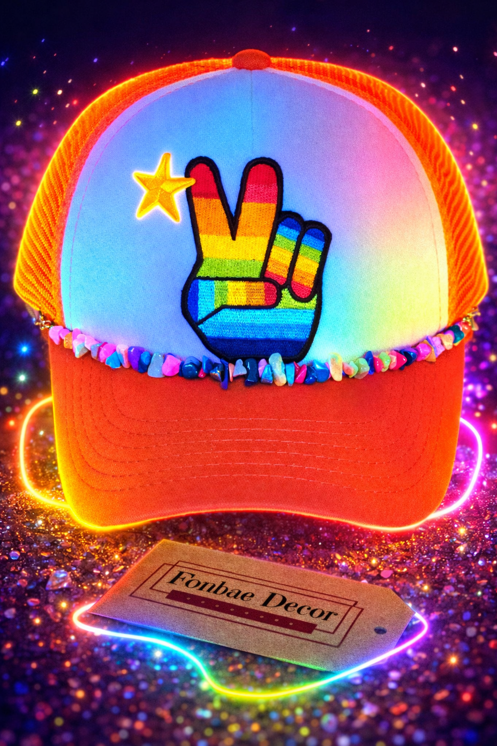Rainbow Peace Sign Trucker Cap 