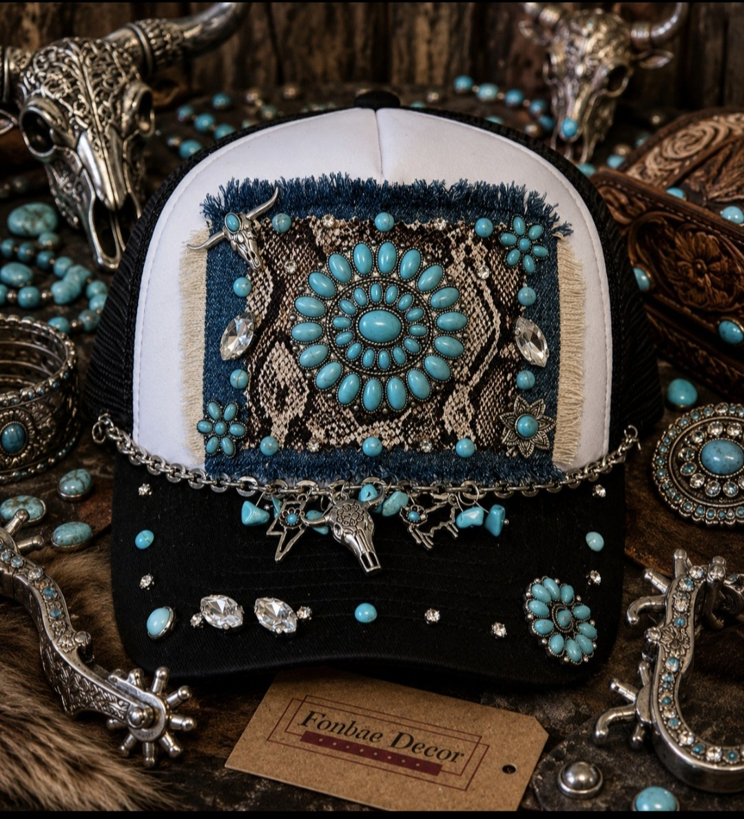 Western Turquoise Medallion Trucker Cap