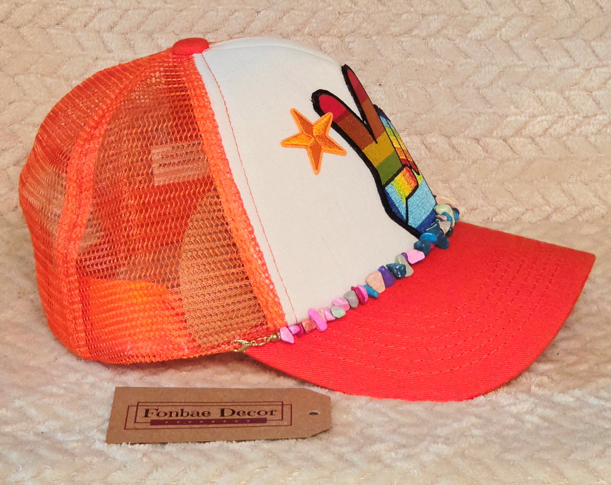 Rainbow Peace Sign Trucker Cap 