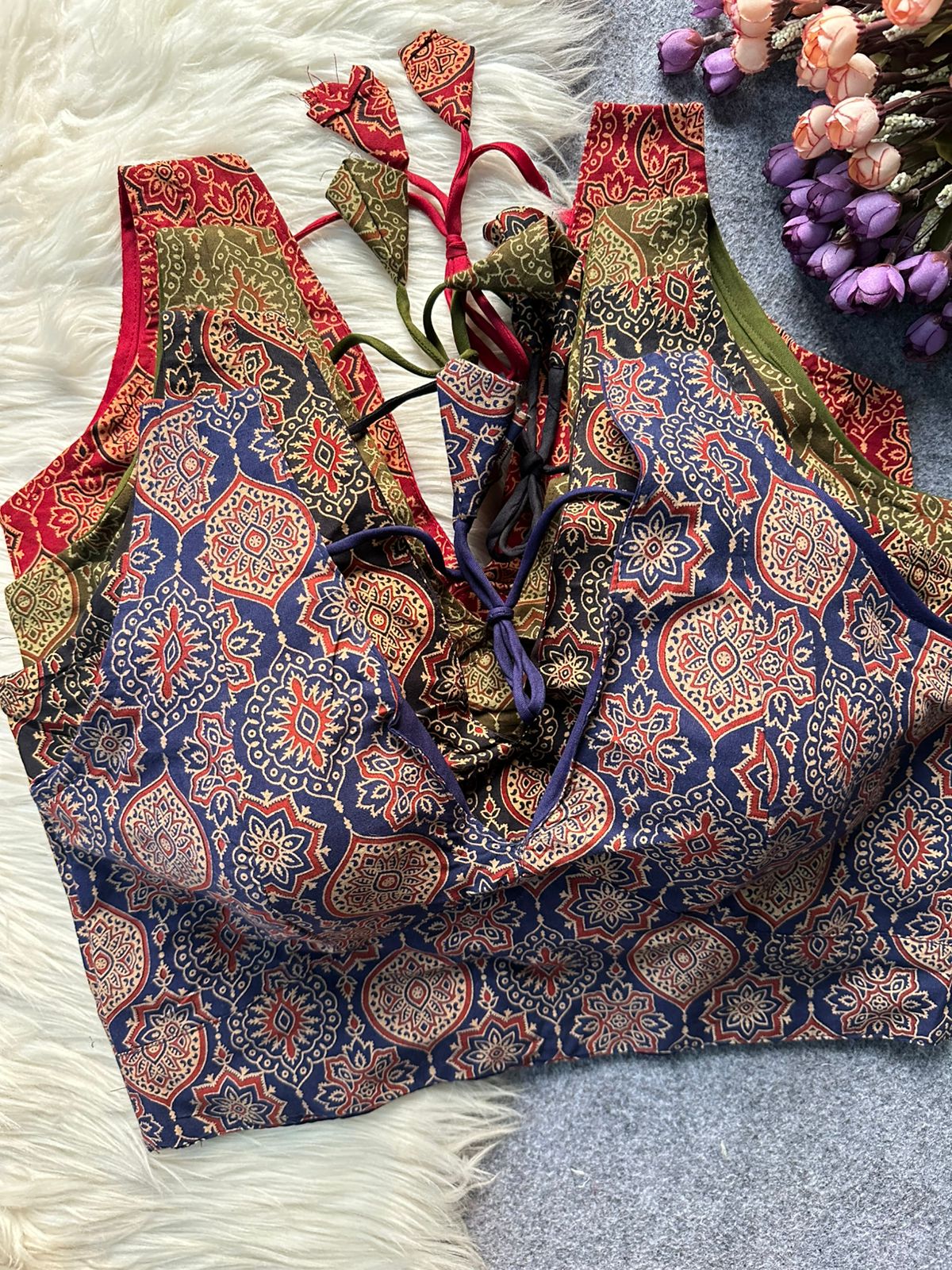 Printed Cotton Blouses with multi Color 