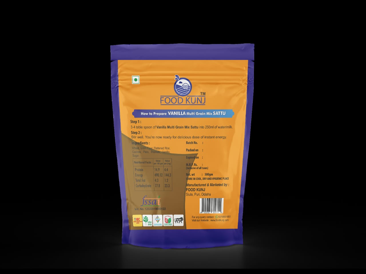 "Food Kunj" VANILLA Multigrain Mix SATTU
