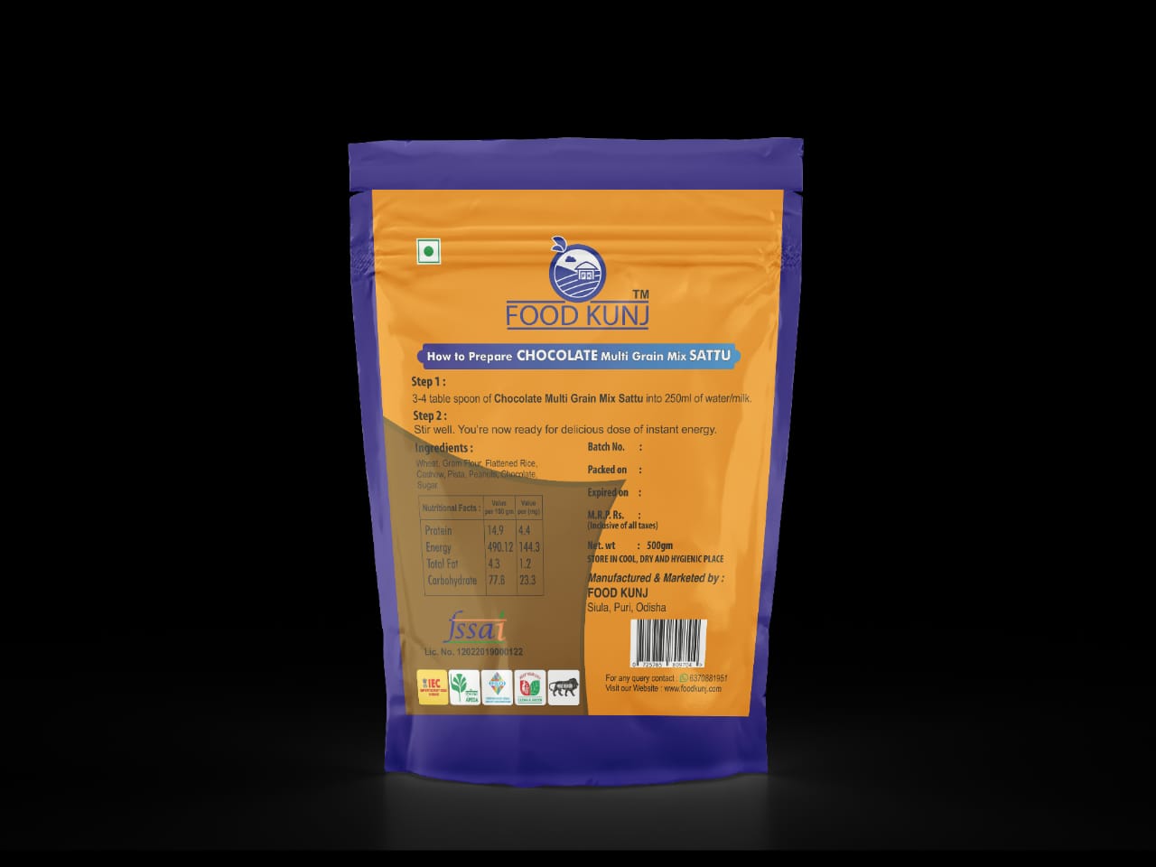"Food Kunj" CHOCOLATE Multigrain Mix SATTU