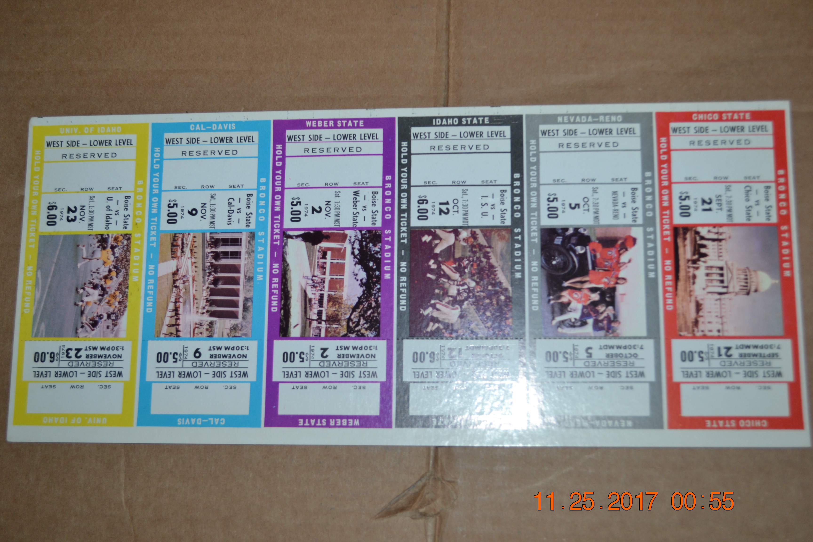 1974 Boise State Broncos Season ticket sheet, Proof