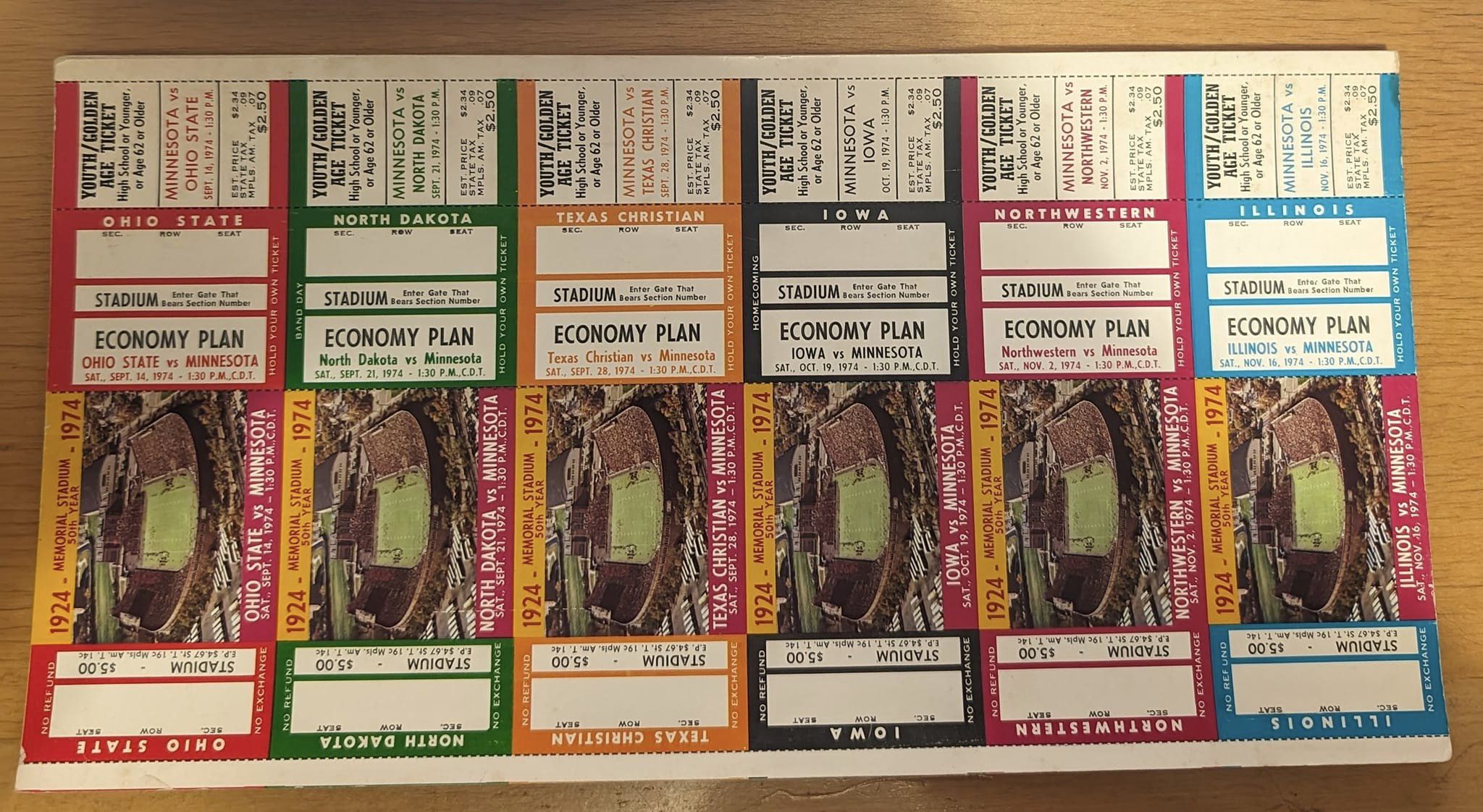 1974 Minnesota Golden Gophers (Economy Plan)