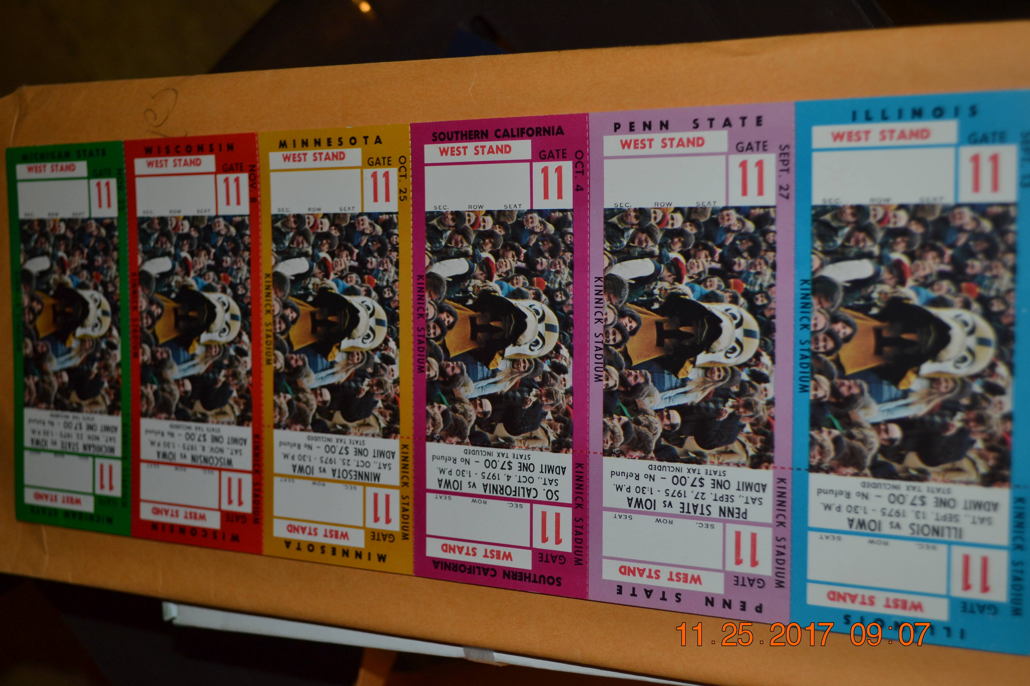 1975 Iowa Hawkeyes Season ticket sheet
