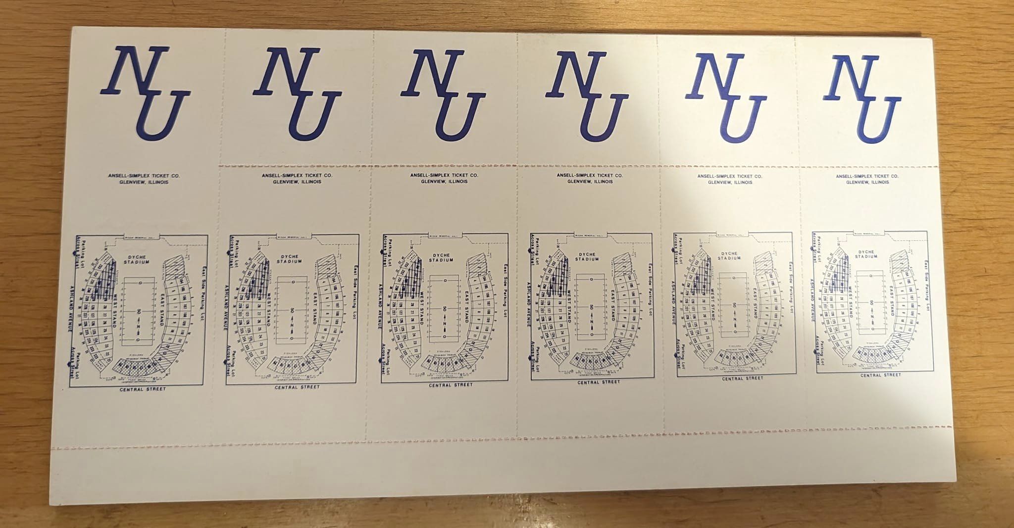 1977 Northwestern Wildcats Season ticket sheet