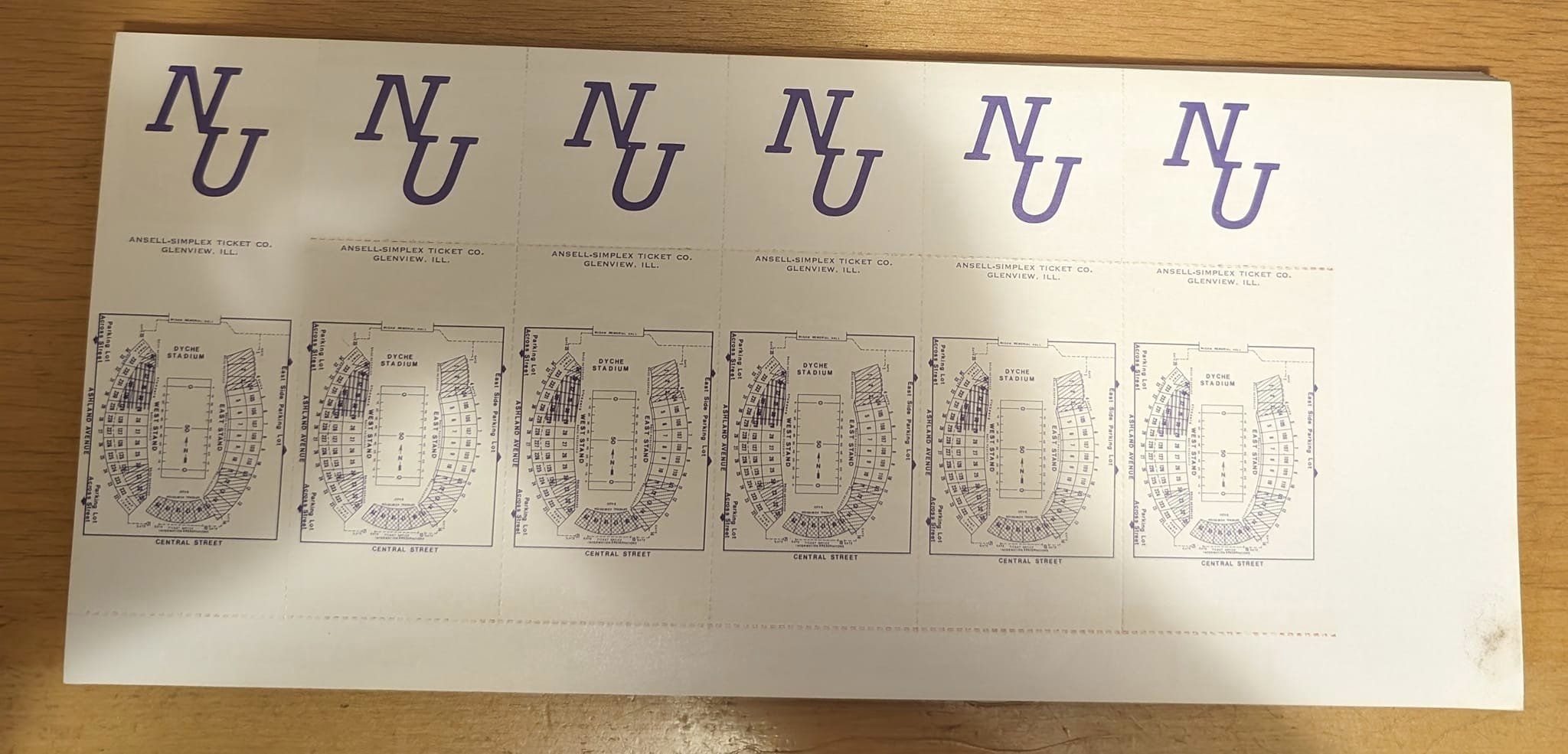 1978 Northwestern Wildcats Season ticket sheet