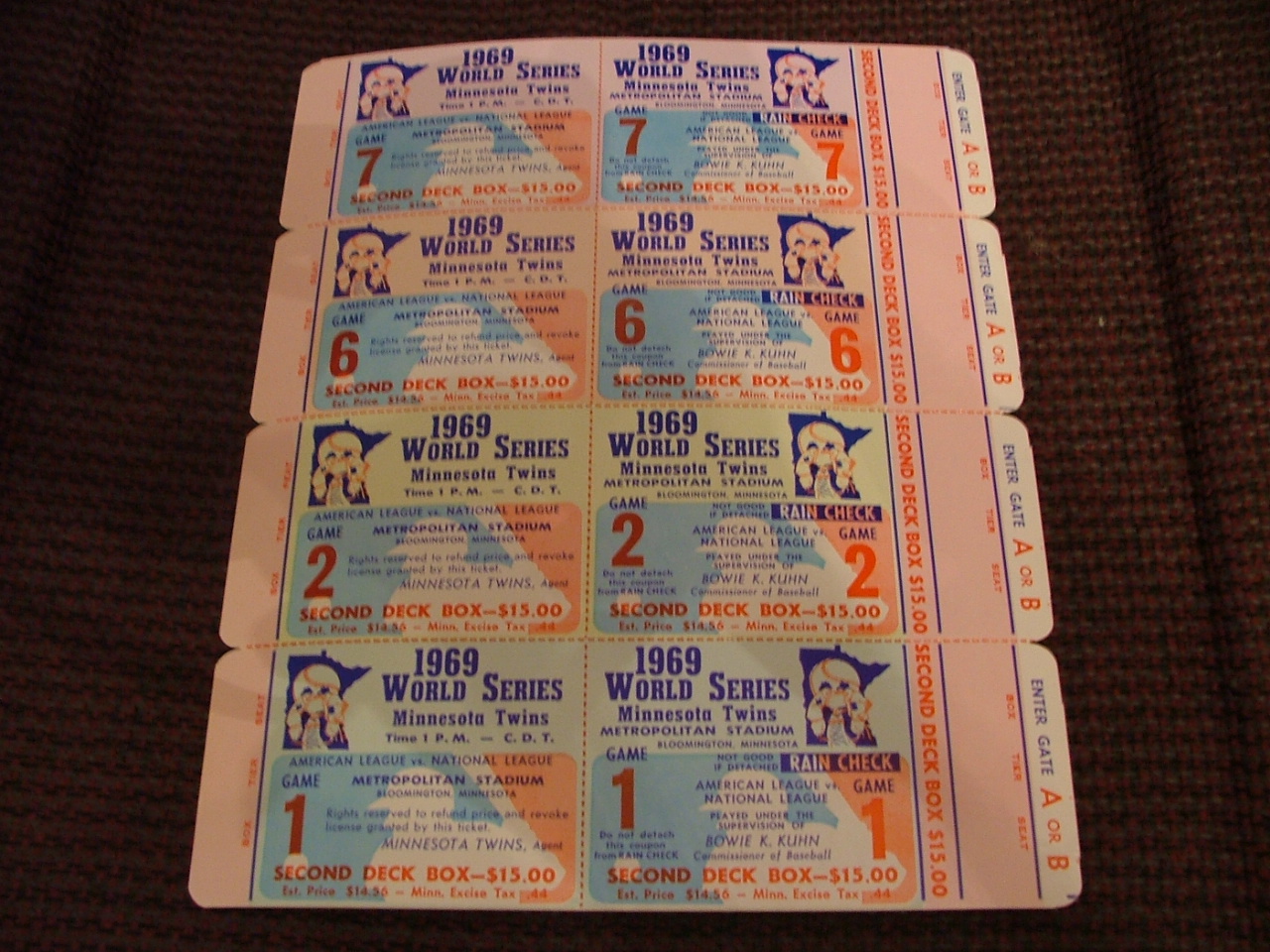 1969 World Series Phantom/Proof Ticket Sheet