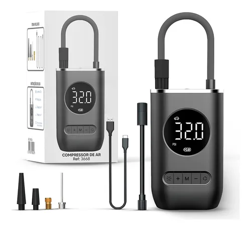 Calibrador Compressor Pneu Digital Carro Bike Moto Sem Fio