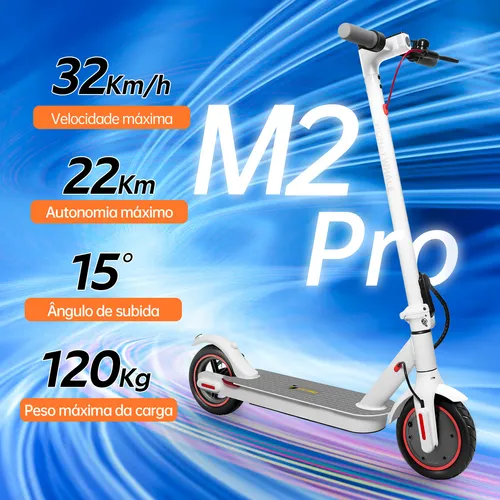 HONEYWHALE M2 Pro Patinete Eletrico Adulto, 500W Scooter Elétrica, Velocidade Máxima de 32 KM/H, 22 KM de Autonomia, Honey Whale com App Bluetooth (36V 7.8AH) Cor Branco