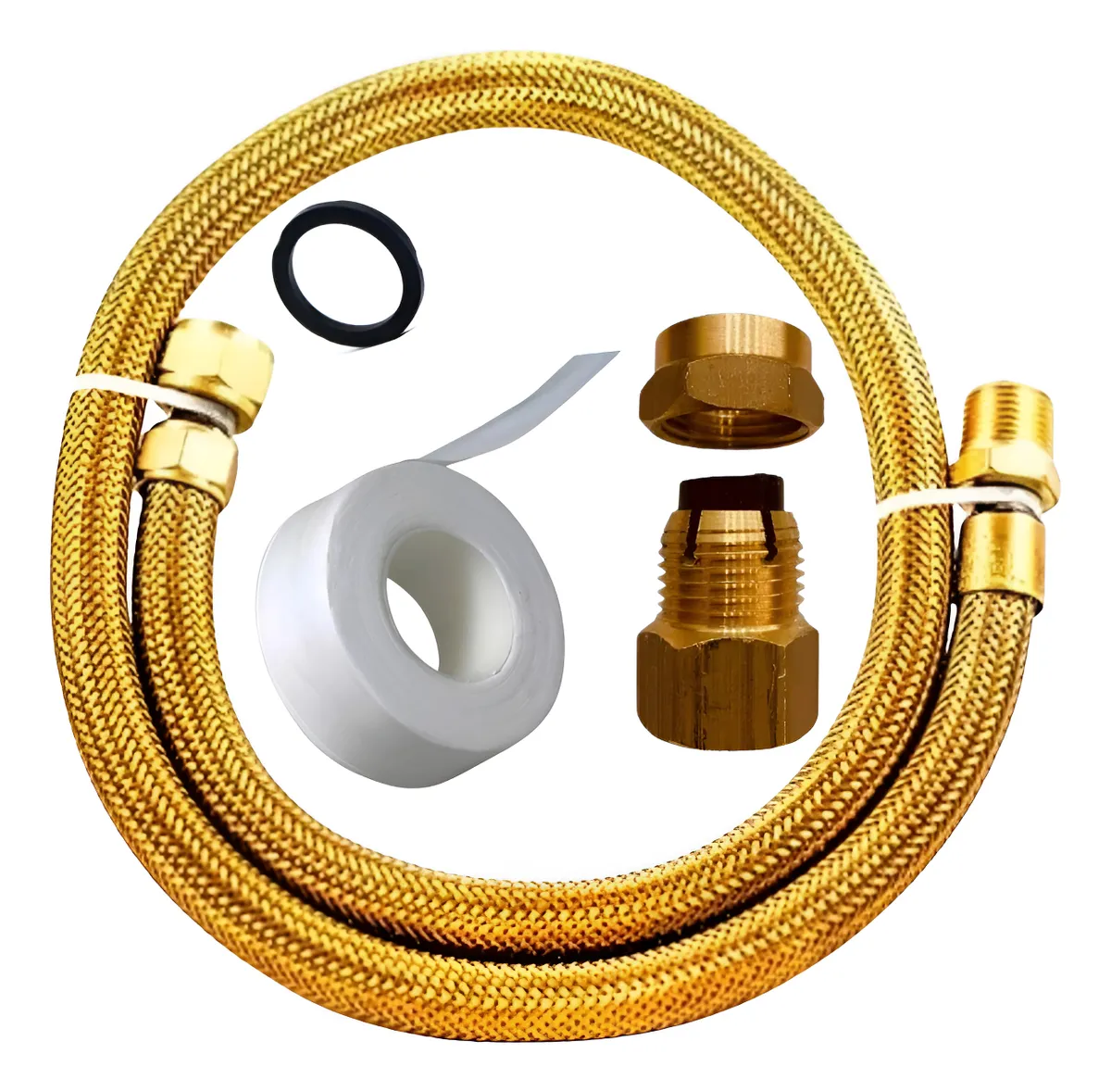 Kit Instalação Gás Encanado 120cm Completo Mangueira Cobre