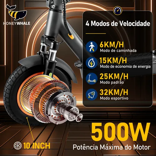 HONEYWHALE M2 MAX-B Patinete Elétrico Dobrável para Adultos com Assento, Motor de 500W, Velocidade Máxima de 32 km/h, Autonomia Máxima de 32km, Scooter Elétrica com Aplicativo Bluetoot
