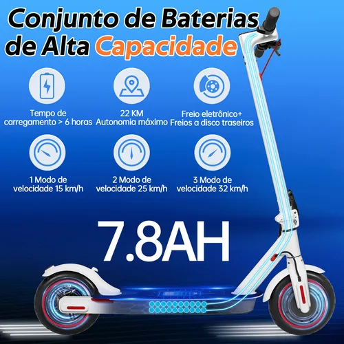 HONEYWHALE M2 Pro Patinete Eletrico Adulto, 500W Scooter Elétrica, Velocidade Máxima de 32 KM/H, 22 KM de Autonomia, Honey Whale com App Bluetooth (36V 7.8AH) Cor Branco