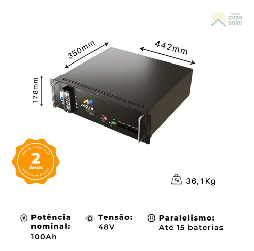Bateria Solar Moura 100ah 48v 48msl100 Lítio
