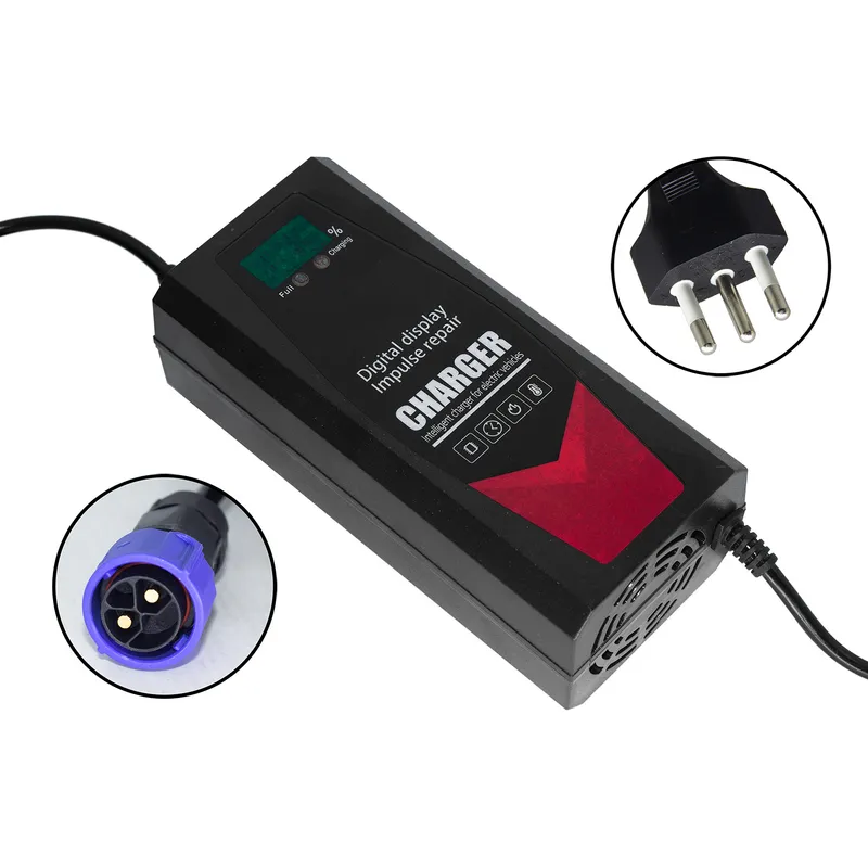 Carregador Bateria Litio 67.2v 5a Digital Eletrica Plug Ev1