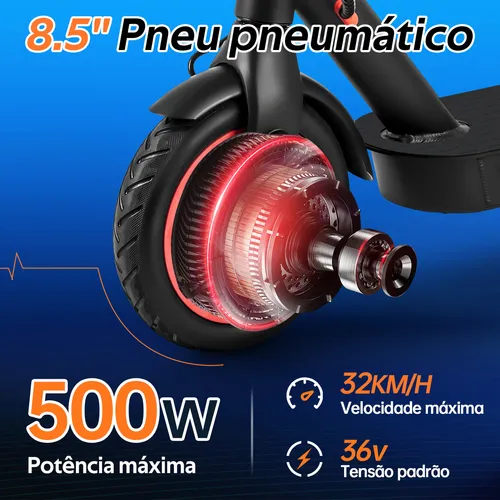 HONEYWHALE M2 Pro Patinete Eletrico Adulto, 500W Scooter Elétrica, Velocidade Máxima de 32 KM/H, 22 KM de Autonomia, Honey Whale com App Bluetooth (36V 7.8AH)