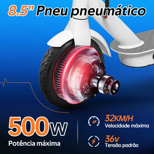 HONEYWHALE M2 Pro Patinete Eletrico Adulto, 500W Scooter Elétrica, Velocidade Máxima de 32 KM/H, 22 KM de Autonomia, Honey Whale com App Bluetooth (36V 7.8AH) Cor Branco