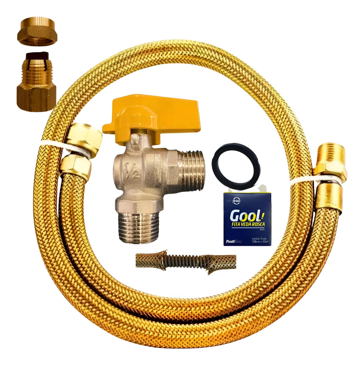 Kit Instalação Gás Encanado 120cm Completo Mangueira Cobre