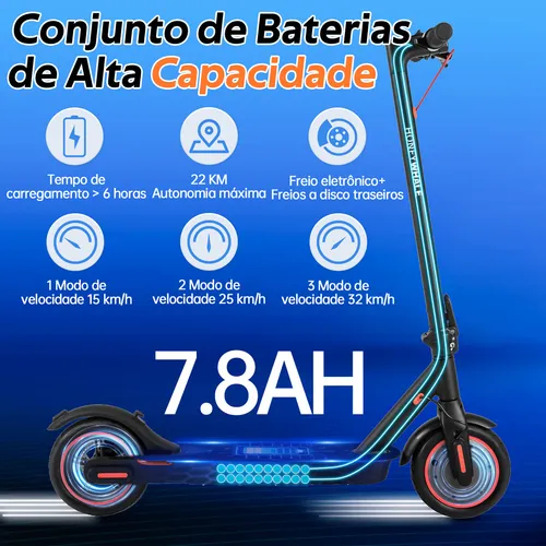 HONEYWHALE M2 Pro Patinete Eletrico Adulto, 500W Scooter Elétrica, Velocidade Máxima de 32 KM/H, 22 KM de Autonomia, Honey Whale com App Bluetooth (36V 7.8AH)