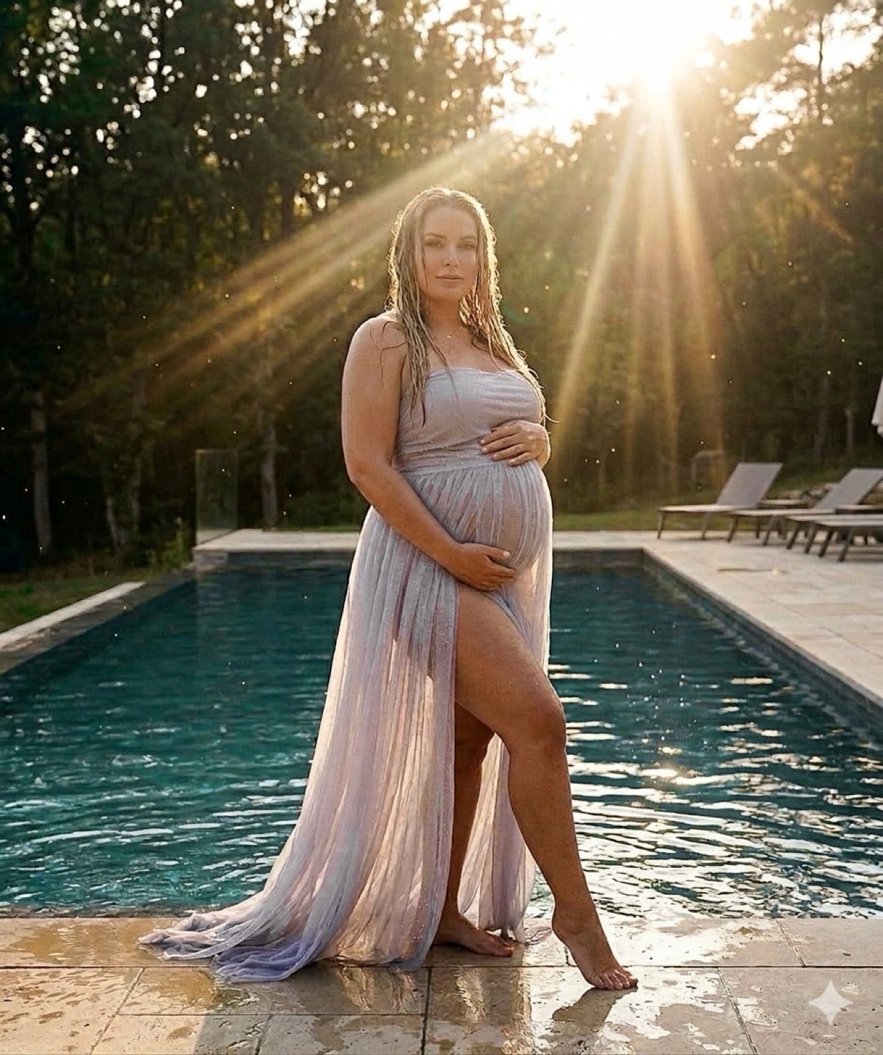 Pearl, Hand-Beaded, White Tulle Resort Wear Beach Cover Up Bridal Maternity