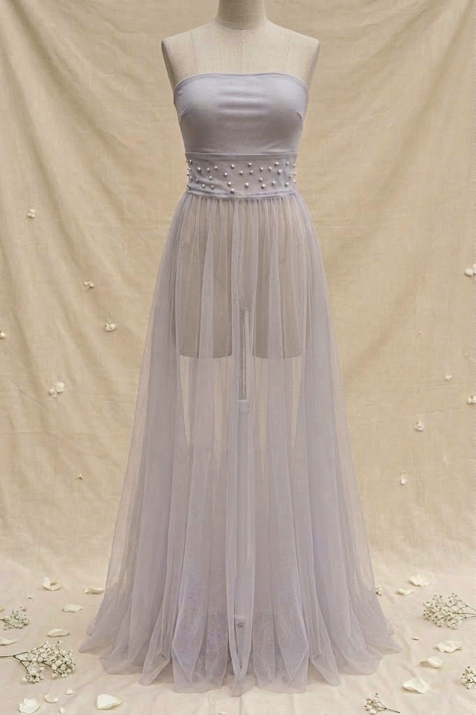 Pearl, Hand-Beaded, White Tulle Resort Wear Beach Cover Up Bridal Maternity