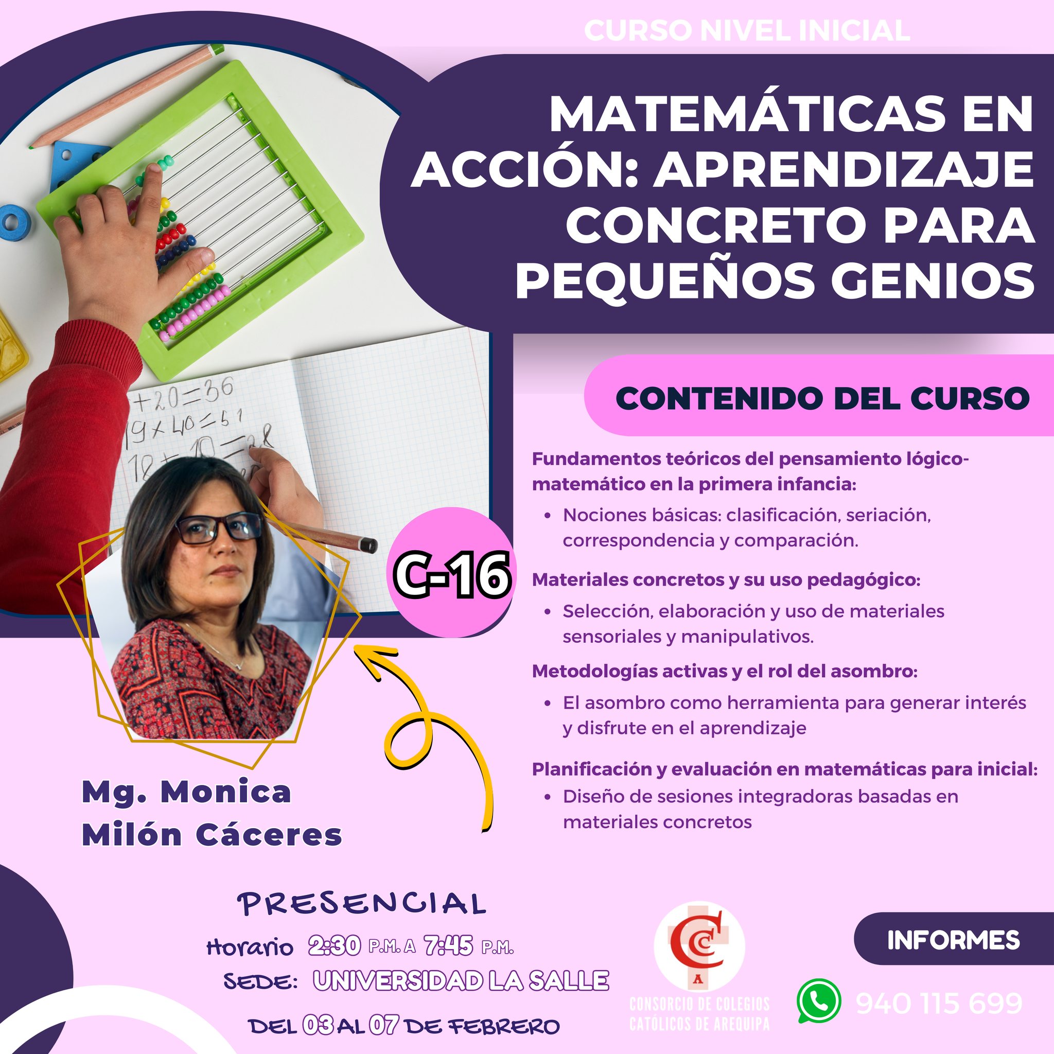 C-16: MATEMÁTICAS EN ACCIÓN: APRENDIZAJE CONCRETO PARA PEQUEÑOS GENIOS