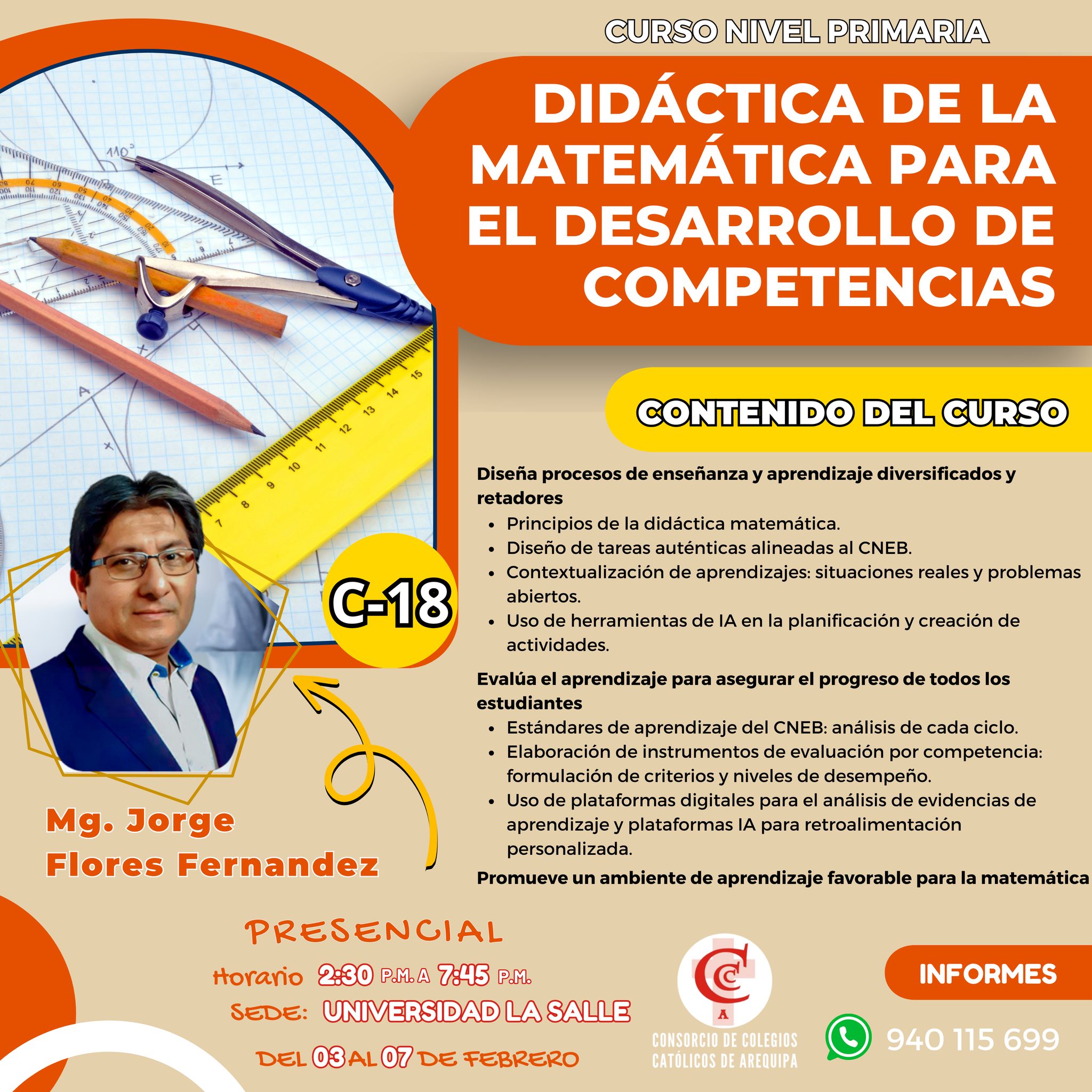 C-18: DIDÁCTICA DE LA MATEMÁTICA PARA EL DESARROLLO DE COMPETENCIAS