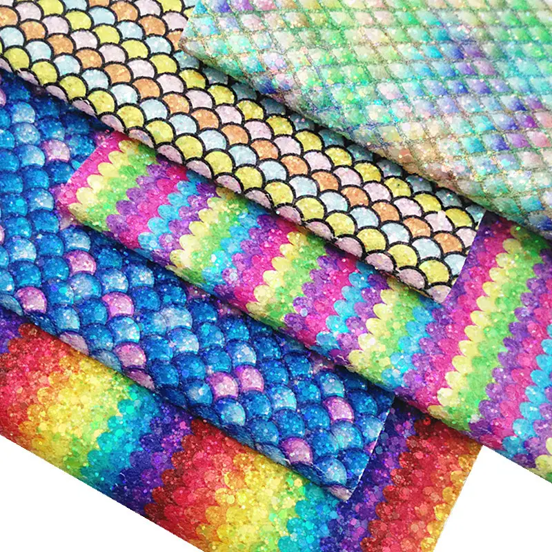 Colorful Mermaid Scale Fabric Sheets