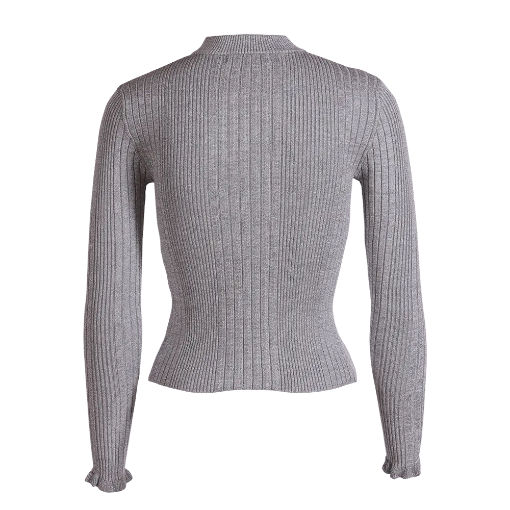 Gray Ribbed Knit Sweater