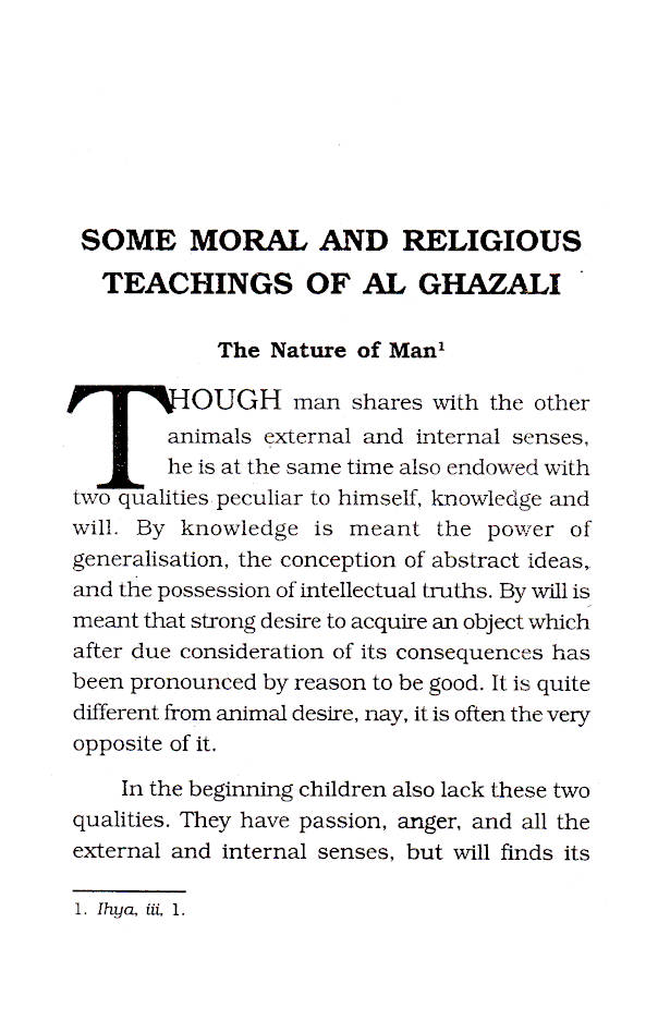 Some Moral and Religious Teachings of Imam Al-Ghazzali