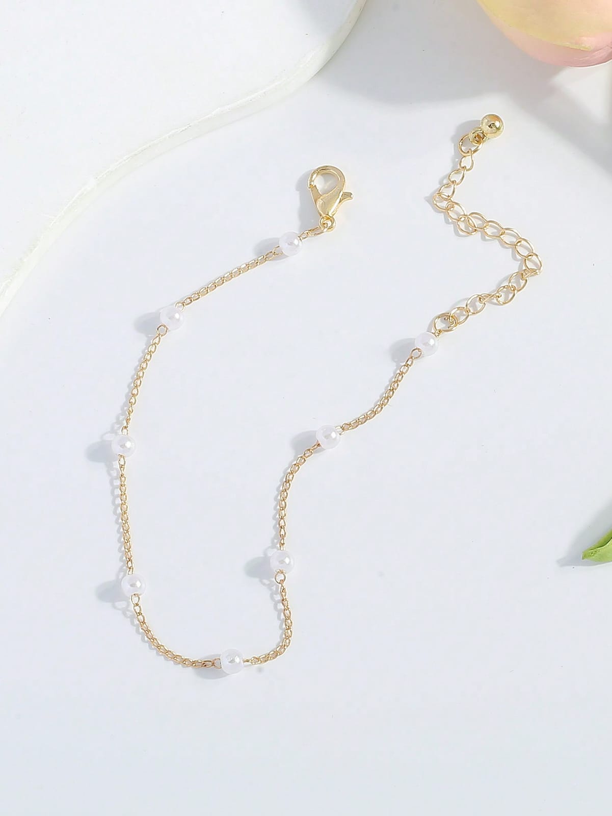 One Piece Of Elegant Faux Pearl  Chain Bracelet 