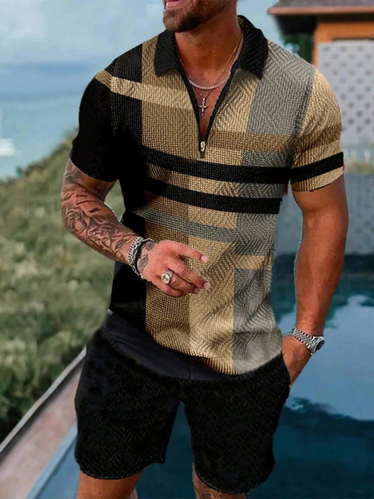 Men's Plaid Polo Shirt
