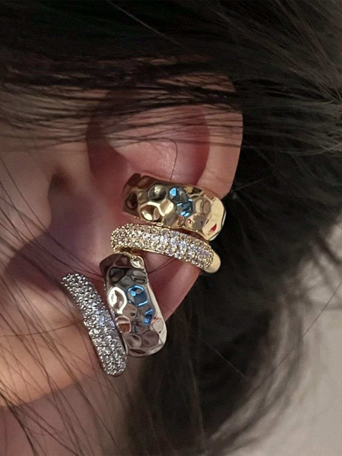 Stylish Mixed Metal Hoop Earrings