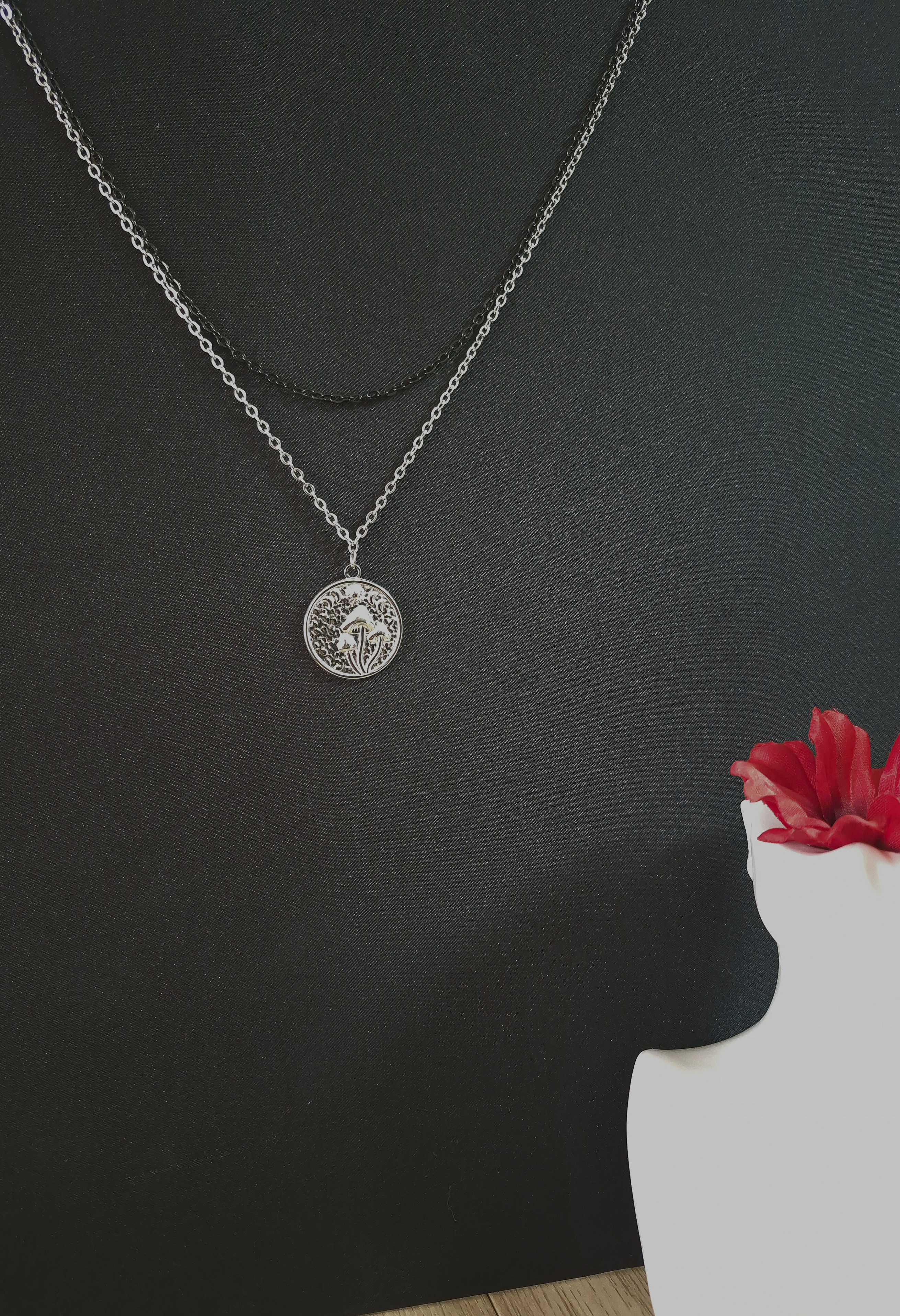Collier 'MUSHROOM' version argent