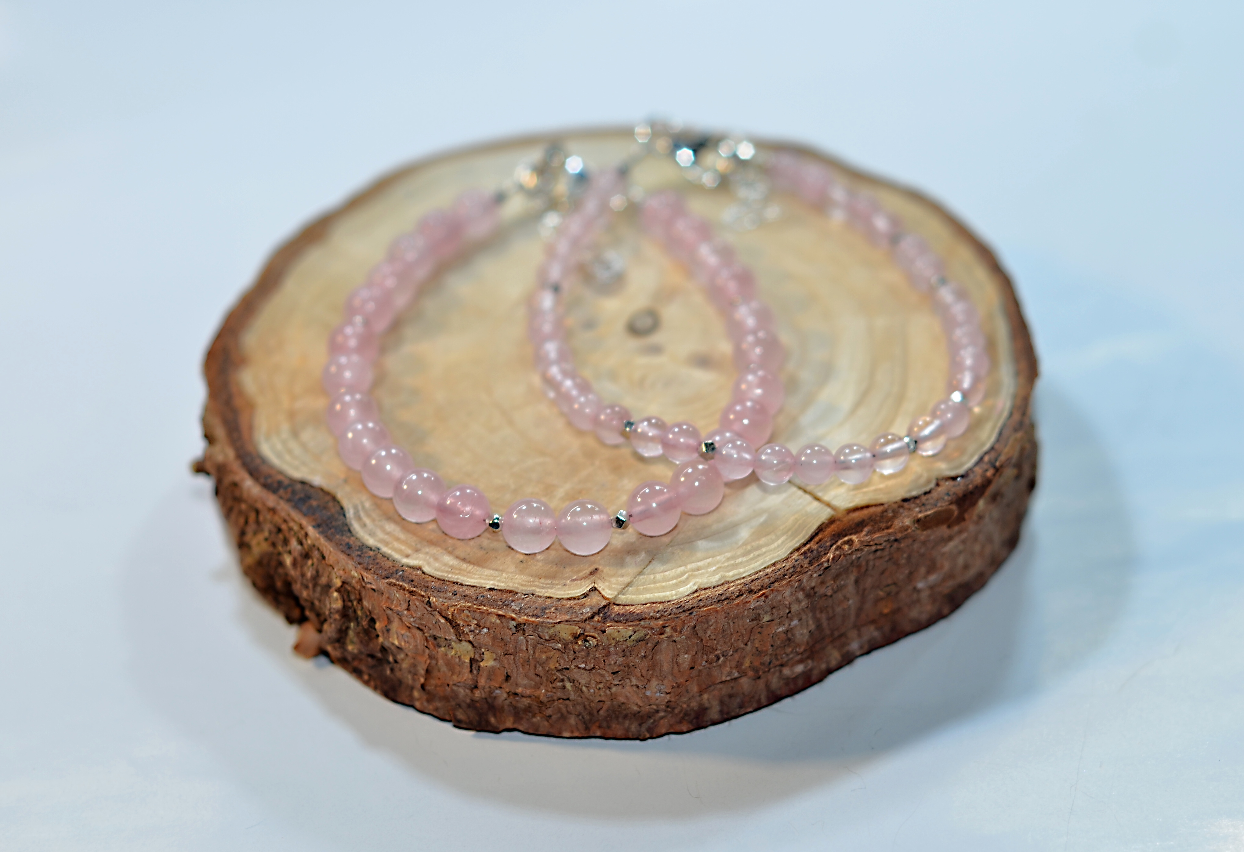 Biżuteria z kamieni naturalnych bransoletka z kwarcem różowym - nr kat. 348 a,b,c