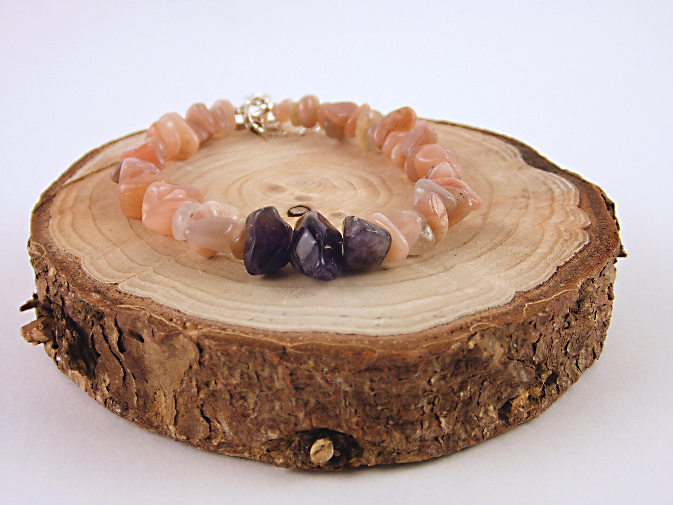 Biżuteria z kamieni naturalnych bransoletka z kamieniem słonecznym i ametystem- nr kat. 328a