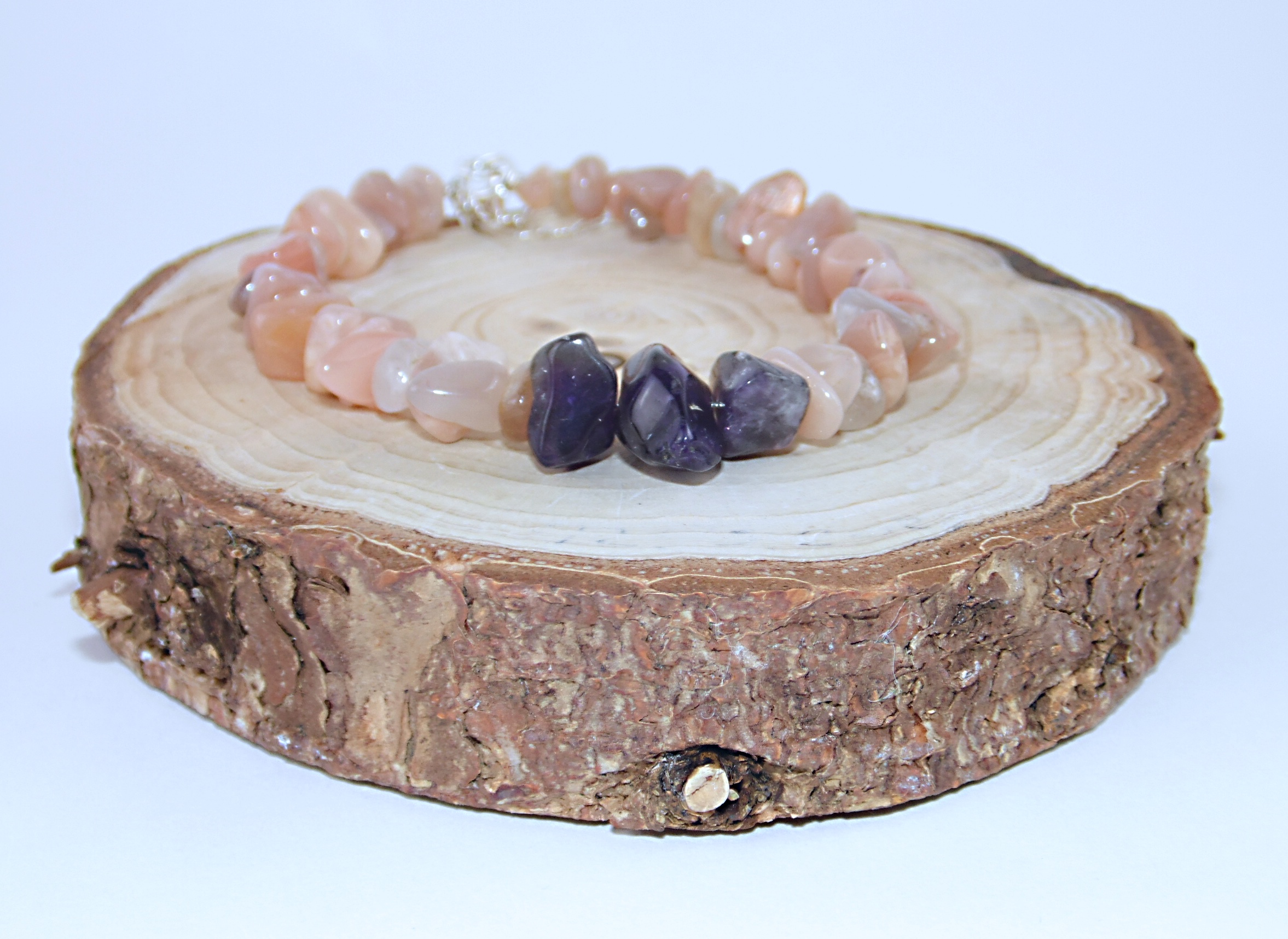 Biżuteria z kamieni naturalnych bransoletka z kamieniem słonecznym i ametystem- nr kat. 328a