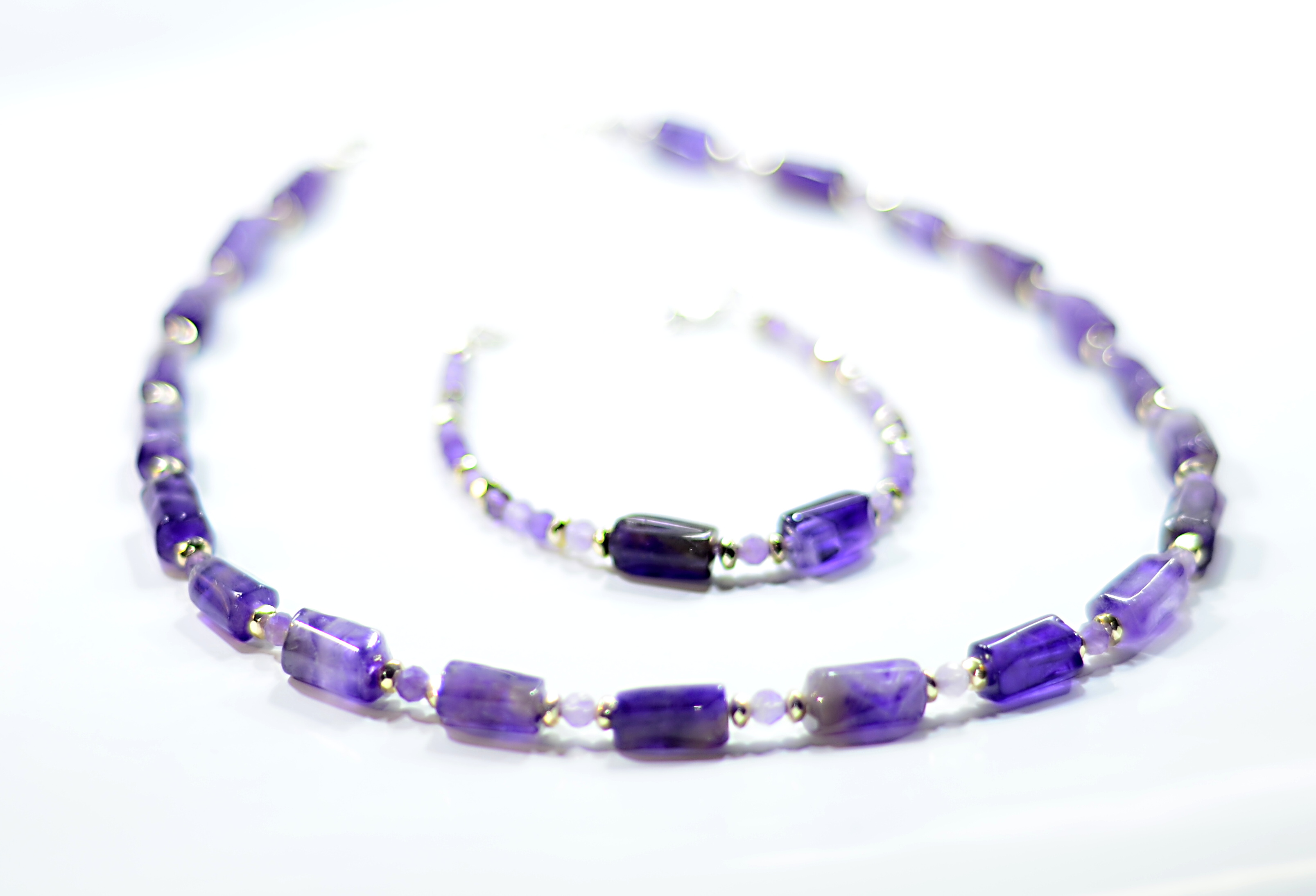 Biżuteria z kamieni naturalnych zestaw ametyst nr kat. 248/248a