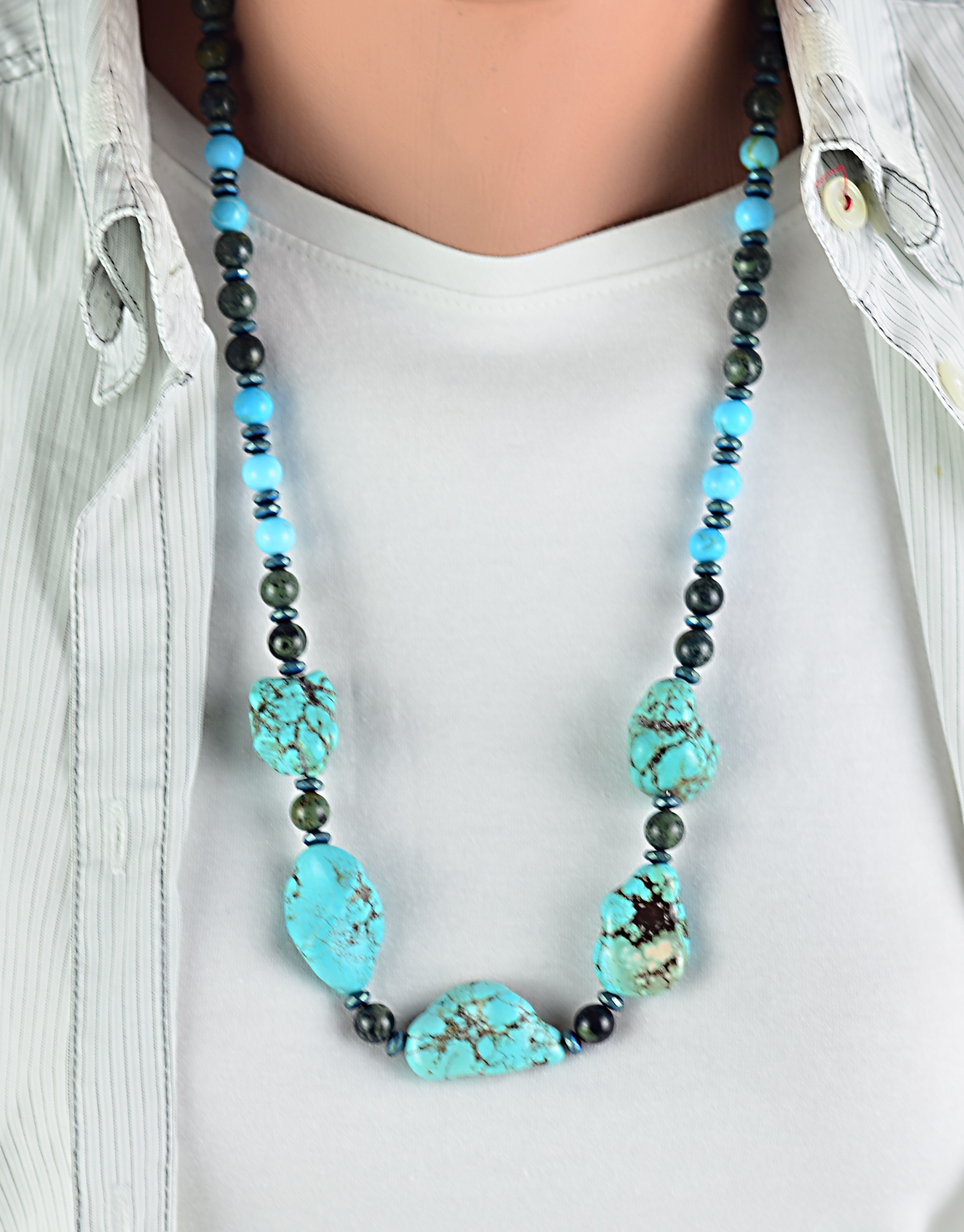 Bizuteria z kamieni naturalnych naszyjnik z turkusem nr kat. 207