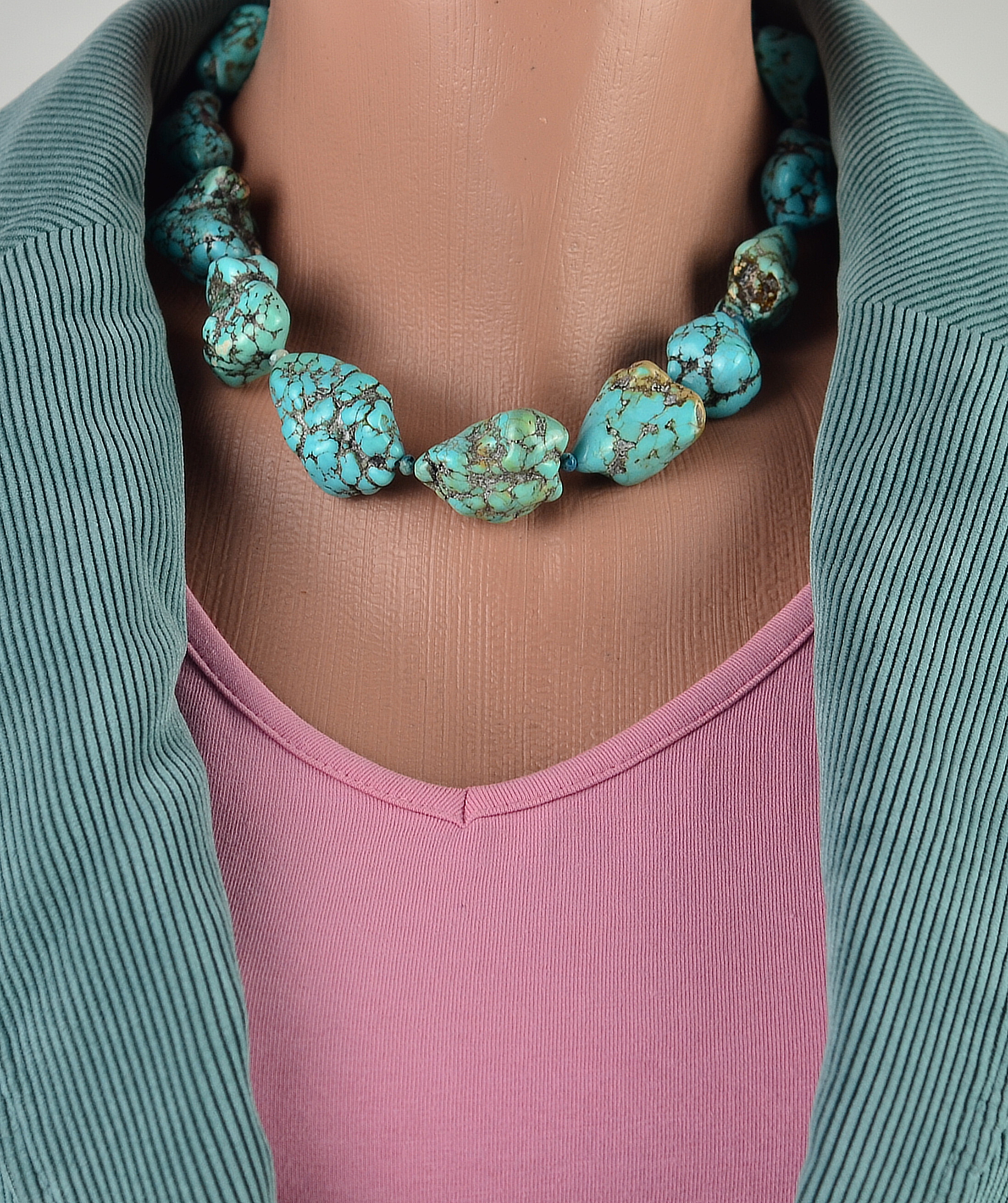 Biżuteria z kamieni naturalnych naszyjnik z turkusem - nr kat. 295