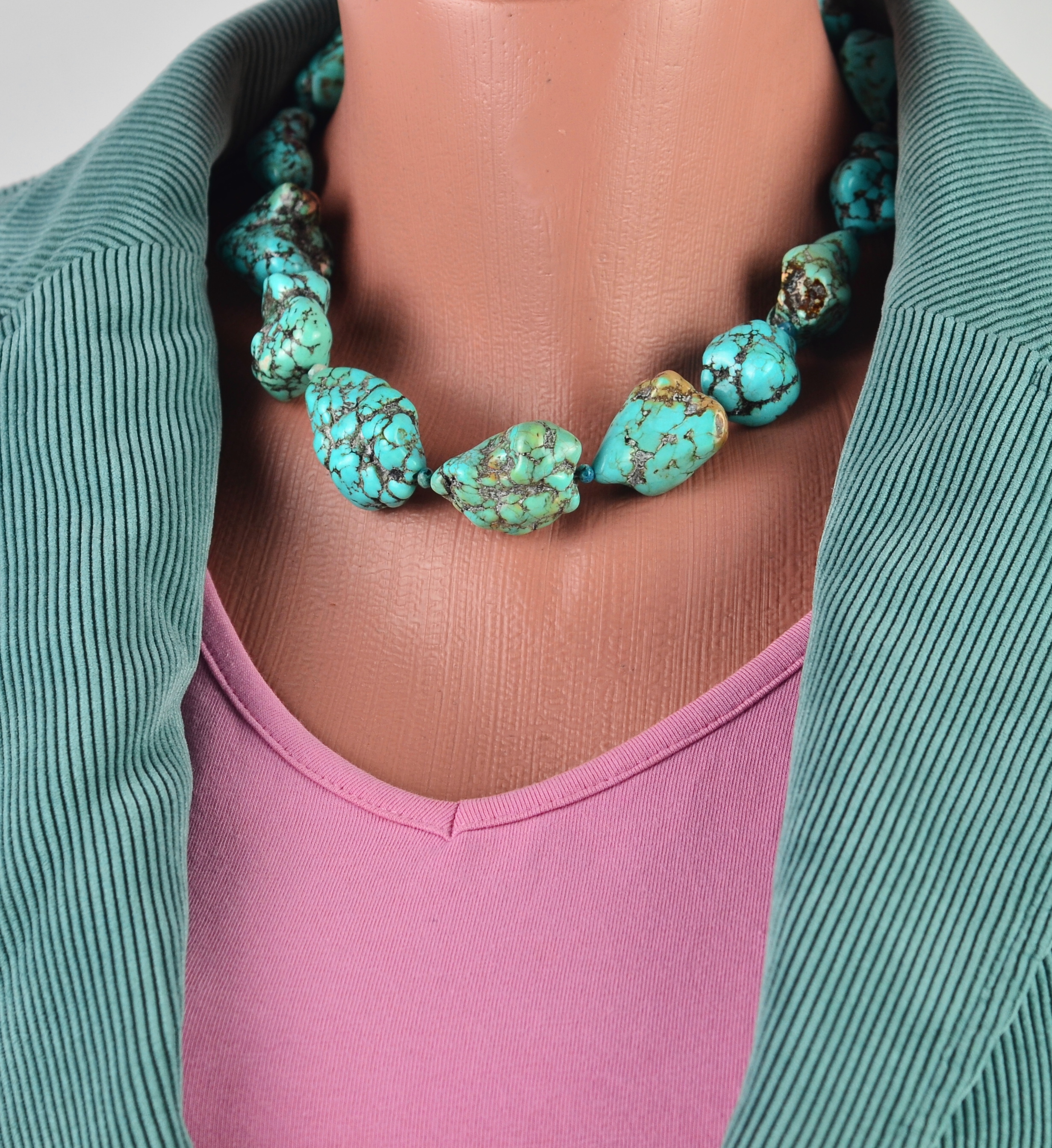 Biżuteria z kamieni naturalnych naszyjnik z turkusem - nr kat. 295